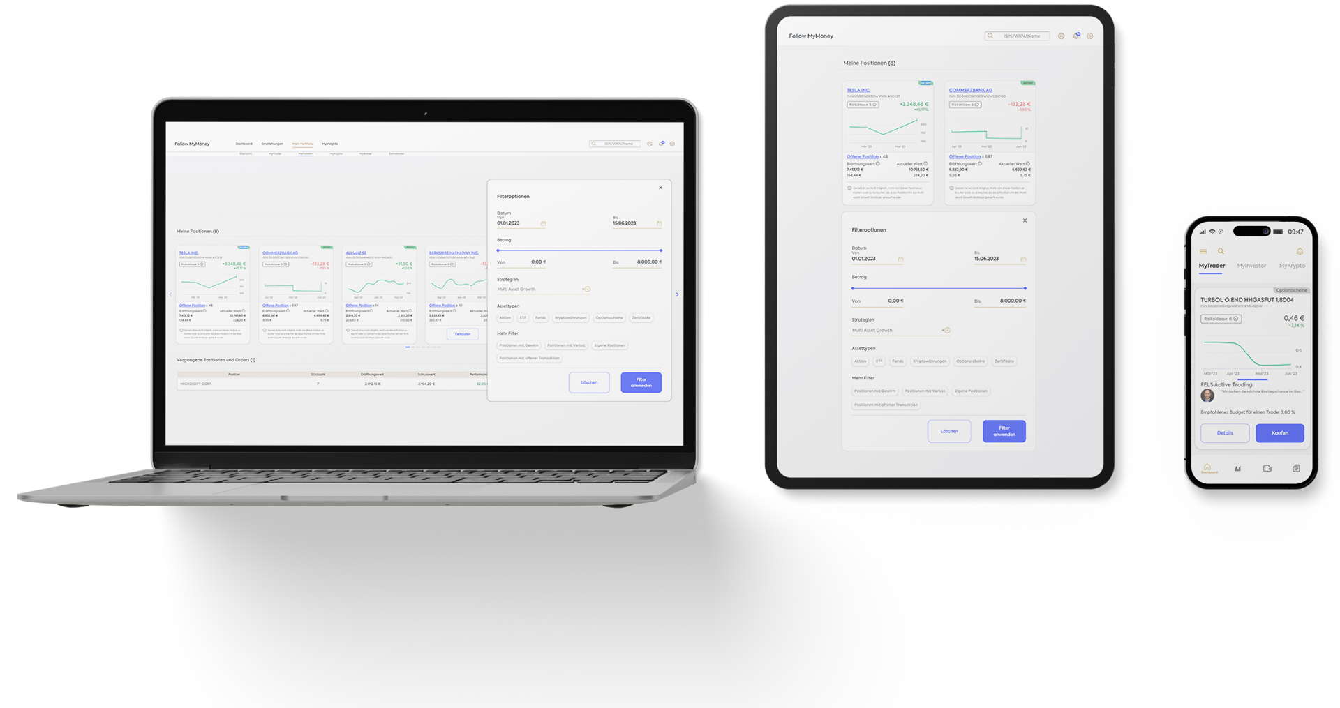 FollowMyMoney App auf verschiedenen Devices