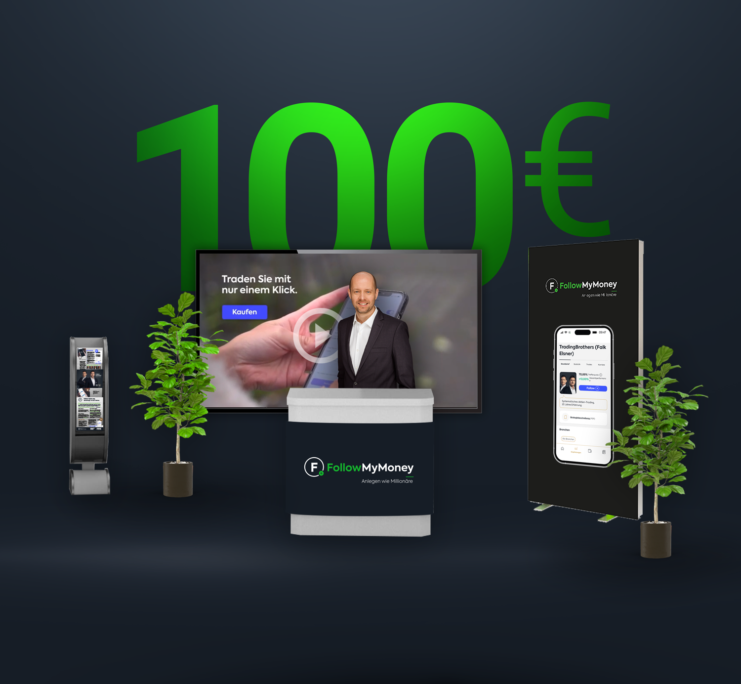 Messe-Angebot: 100€ Startguthaben für alle Neukunden, die sich während der World of Trading am 22./23.09.2023 auf FollowMyMoney anmelden.